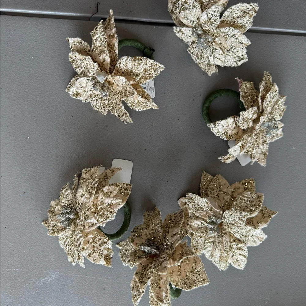 Gold Floral Napkin Rings